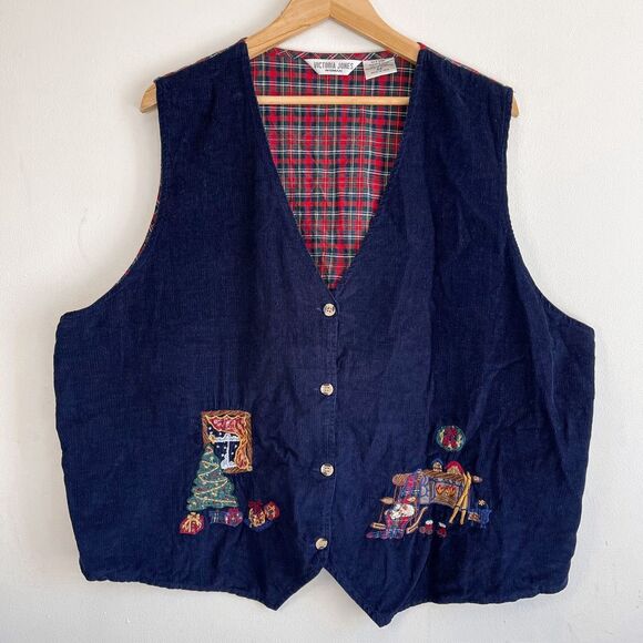 Vintage Victoria Jones Embroidered Christmas Vest Size 3X - Picture 1 of 8
